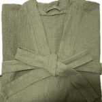 Waffle Weave Linen/Cotton Blend Bathrobe - Sage