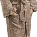 Waffle Weave Linen/Cotton Blend Bathrobe - Mocha
